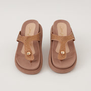 SANDALIA PLANA TIPO CUERO COLOR NUDE X PIEDRAS ELEGANTE