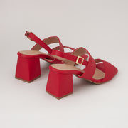 SANDALIA TIPO CUERO COLOR ROJO