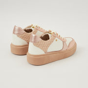 TENIS EN CUERO COLOR PALO DE ROSA X BLANCO