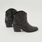 BOTA EN CUERO TEXANA COLOR NEGRO