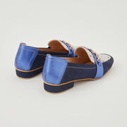 BALETA EN CUERO COLOR AZUL X FOLIA CORAZONES