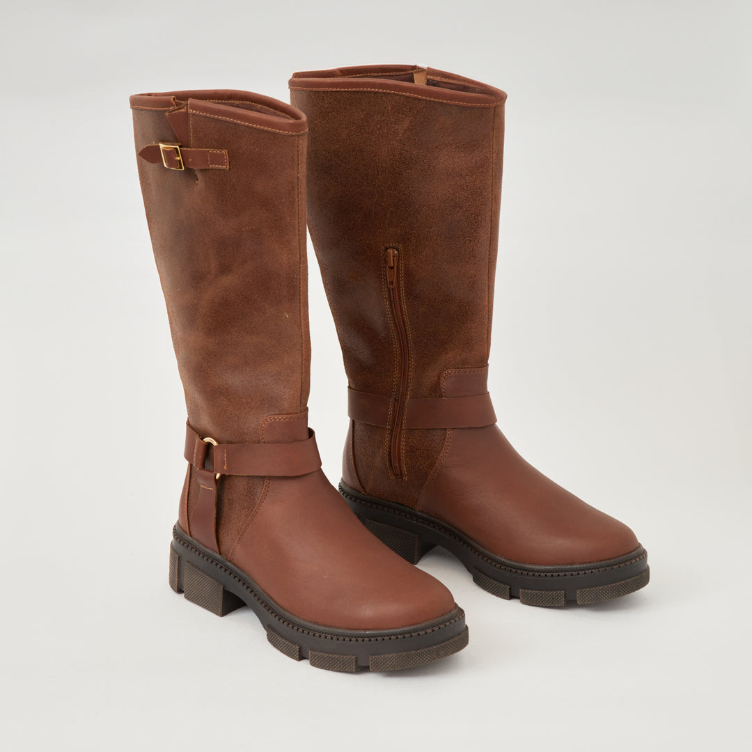 BOTA EN CUERO COLOR CAFE INNOVADOR – Dami Calzado