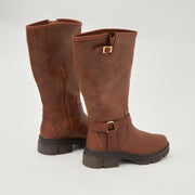 BOTA EN CUERO COLOR CAFE INNOVADOR