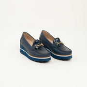 MOCASÍN EN CUERO COLOR AZUL CLÁSICO
