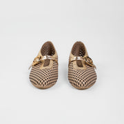 BALETA EN CUERO TROQUELADA COLOR ORO