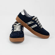 TENIS EN CUERO CARNAZA COLOR AZUL OSCURO