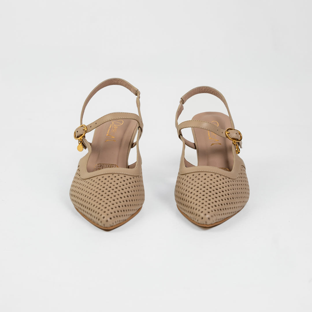 TACÓN EN CUERO COLOR TAUPE