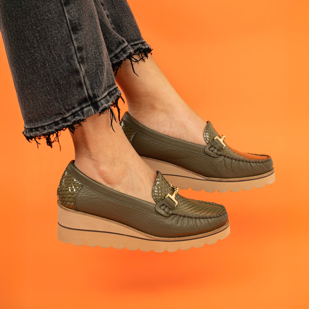 MOCASÍN EN CUERO COLOR VERDE