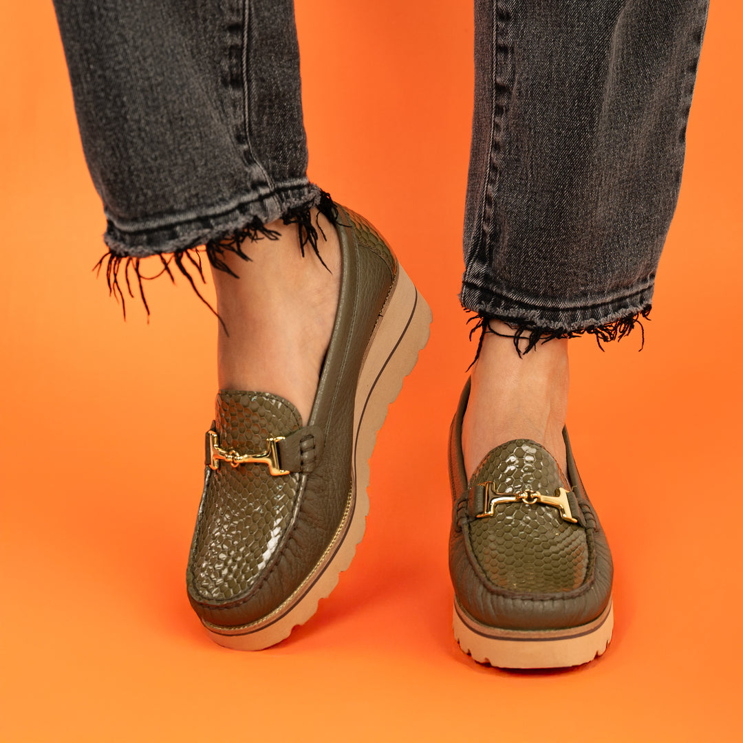 MOCASÍN EN CUERO COLOR VERDE
