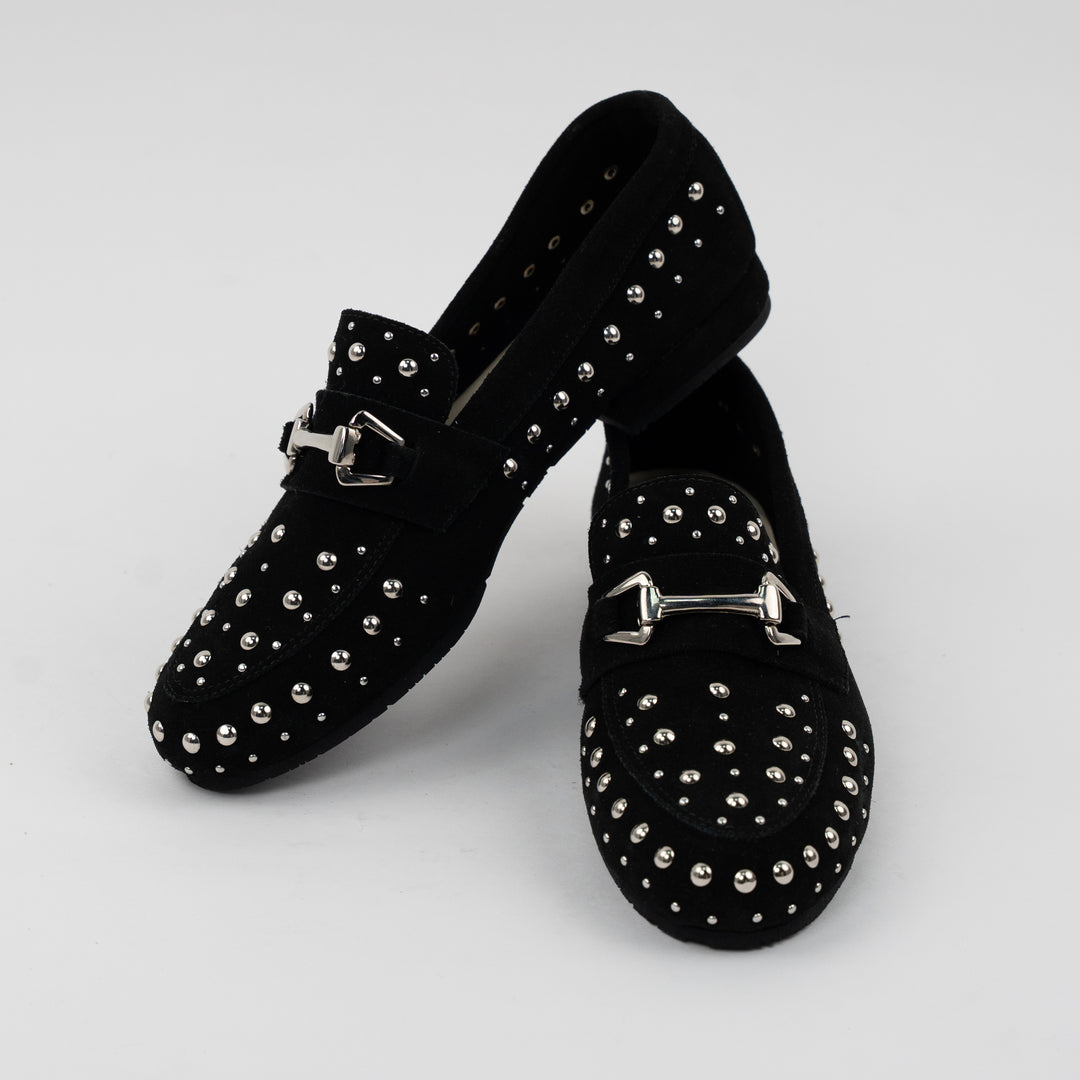 MOCASÍN EN CUERO COLOR NEGRO TACHES