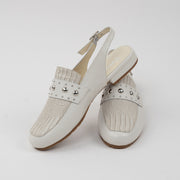 BALETA EN CUERO COLOR BLANCO HUESO TACHES