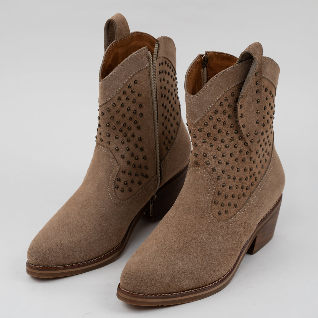 BOTA TEXANA EN CUERO CARNAZA TAUPE