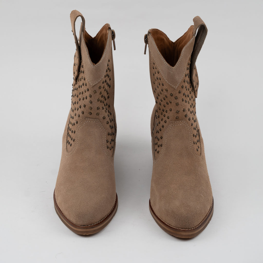 BOTA TEXANA EN CUERO CARNAZA TAUPE