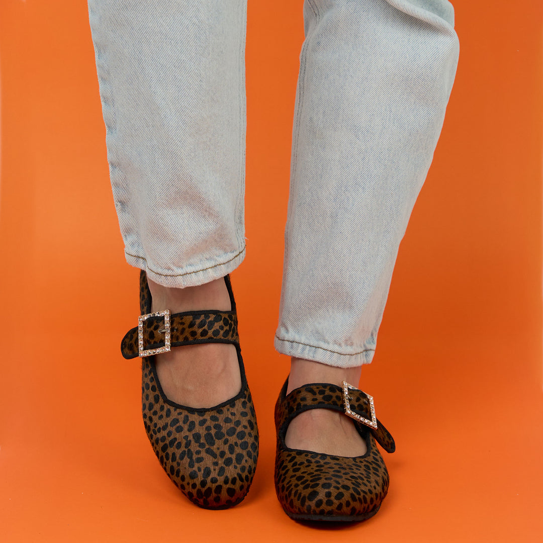 BALETA EN CUERO COLOR ANIMAL PRINT
