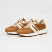 TENIS EN CUERO COLOR MIEL X ORO