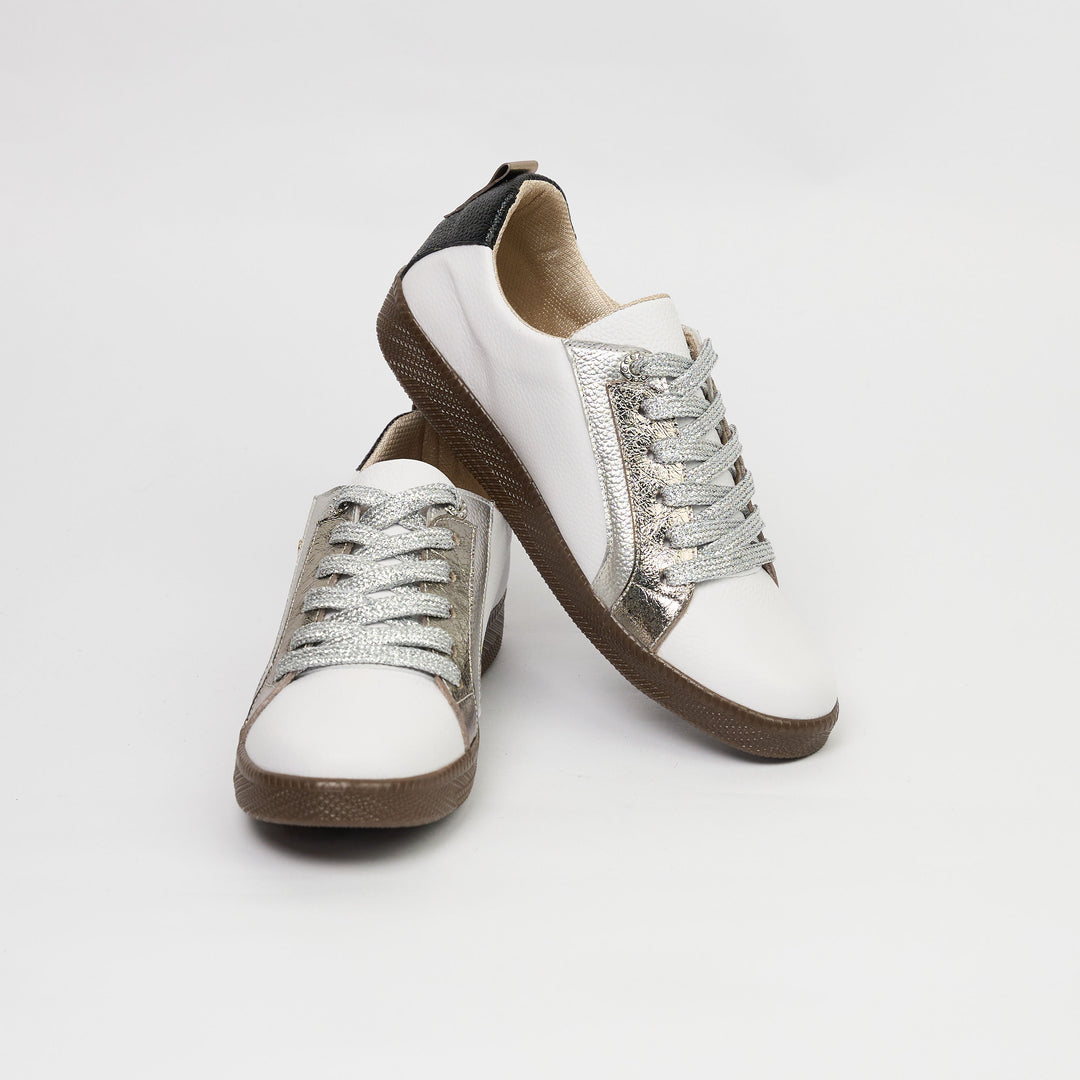 TENIS EN CUERO COLOR BLANCO X FUSIL X PLATA