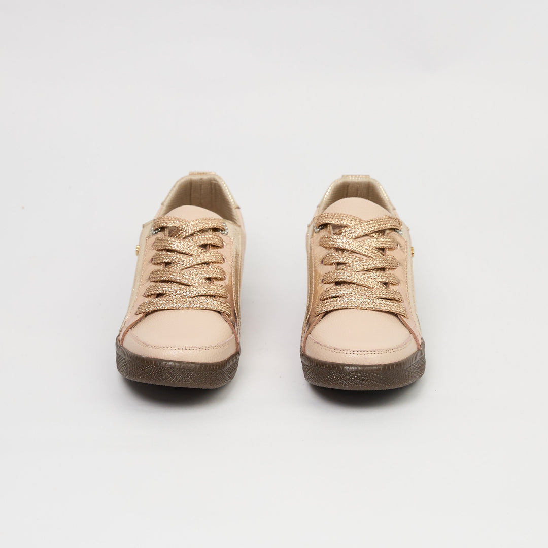TENIS EN CUERO COLOR NUDE X FOLIA ORO ROSA