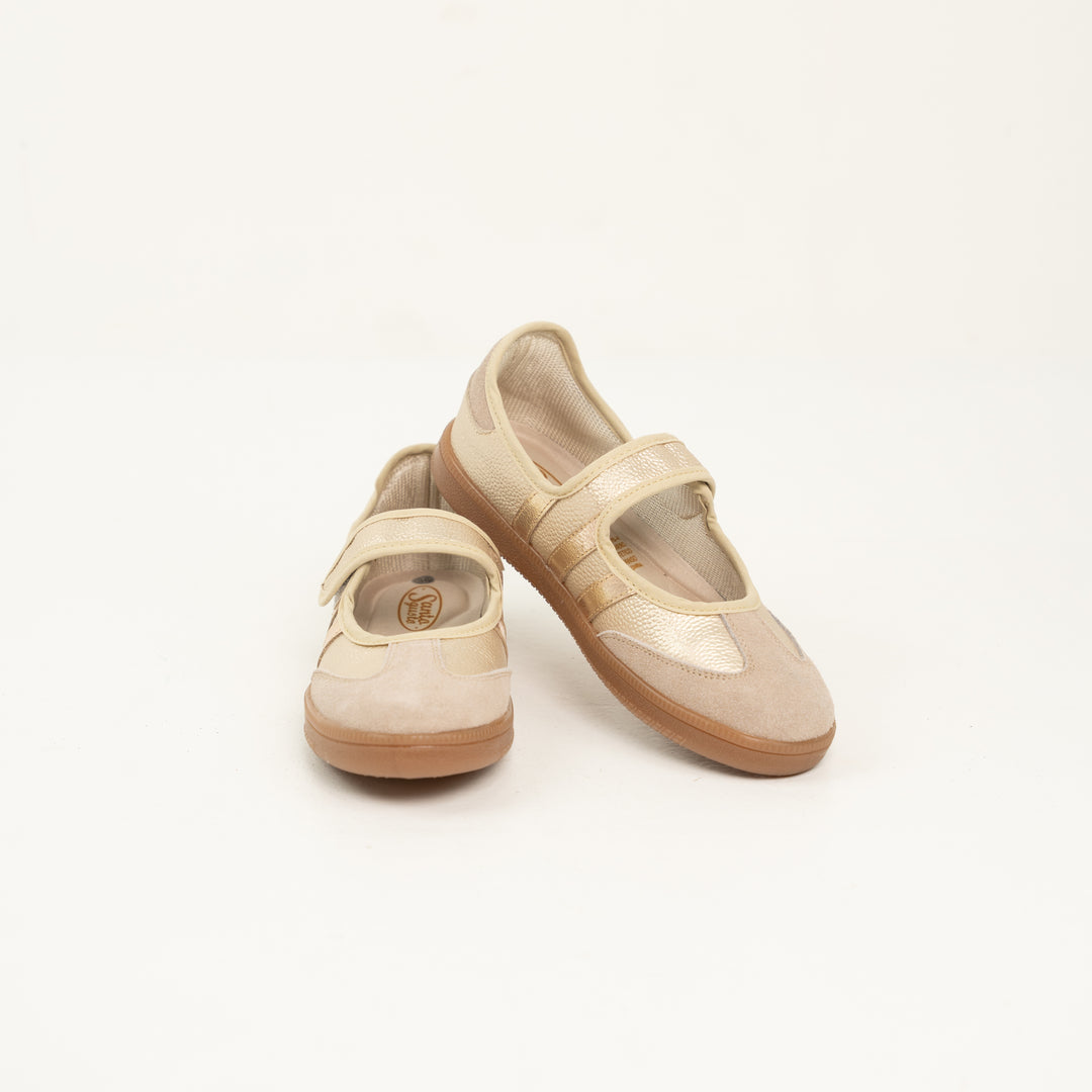 TENIS MAFALDA EN CUERO COLOR ORO