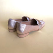 BALETA EN CUERO COLOR ORO X FOLIA CORAZON