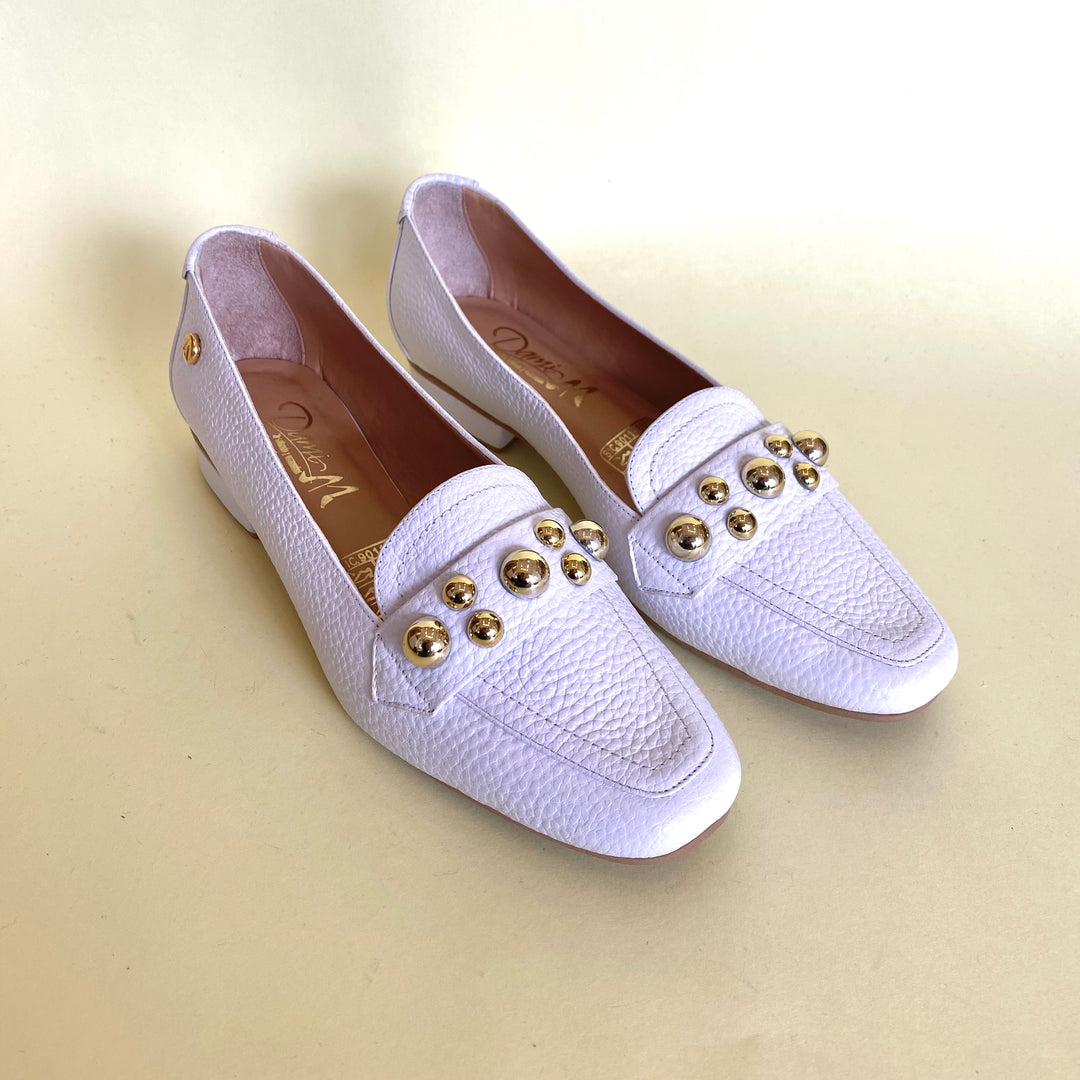 BALETA EN CUERO COLOR BLANCO ELEGANTE