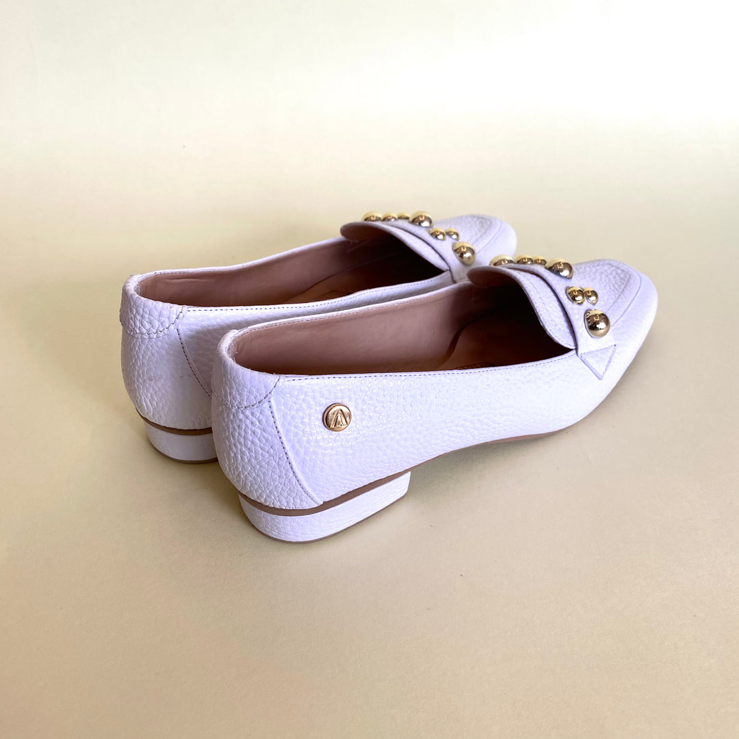 BALETA EN CUERO COLOR BLANCO ELEGANTE