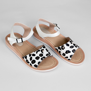 SANDALIA PLANA EN CUERO COLOR PRINT X BEIGE