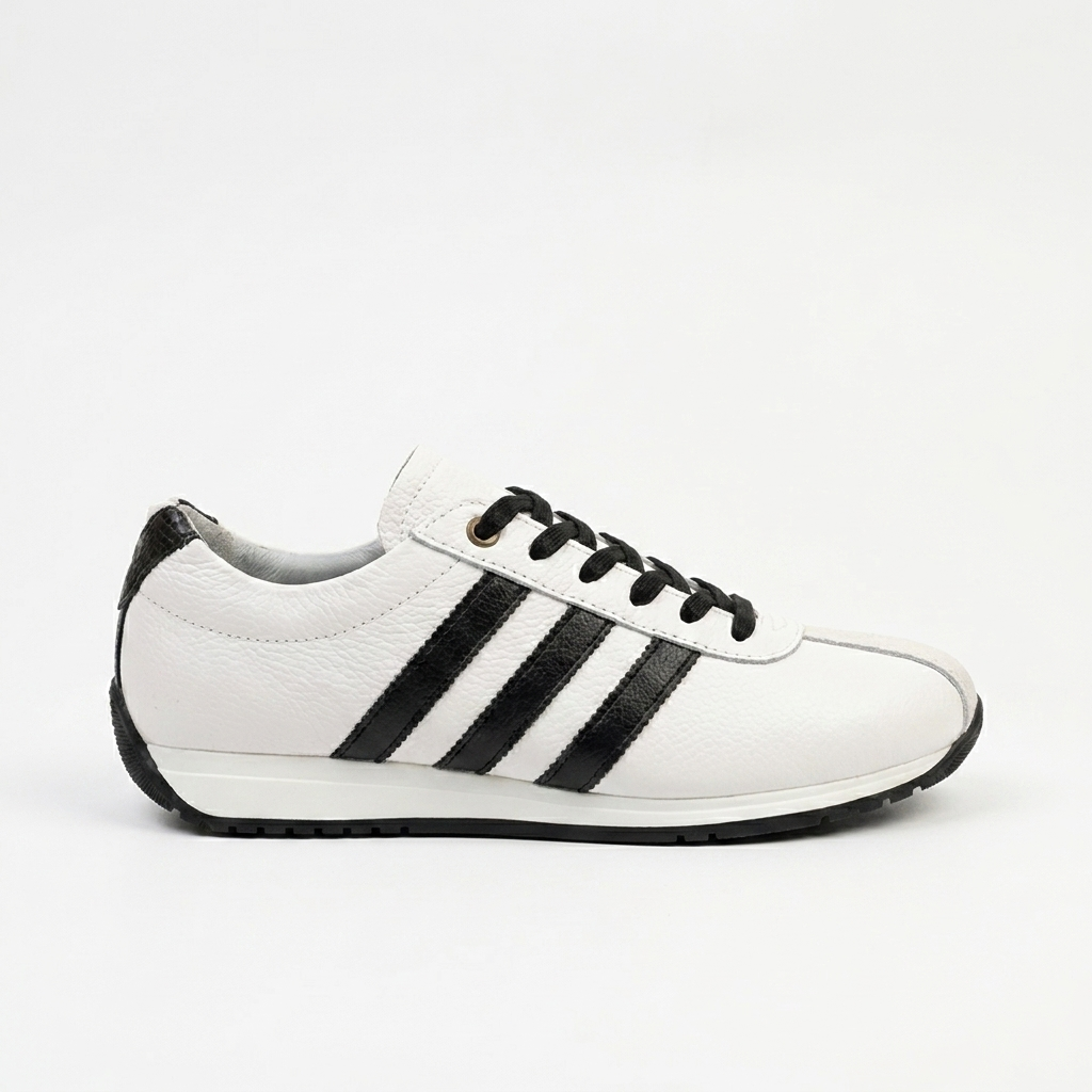 TENIS EN CUERO COLOR BLANCO X NEGRO ATRACTIVO
