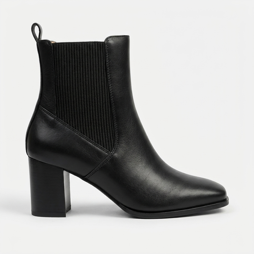BOTA EN CUERO COLOR NEGRO ÍCONO