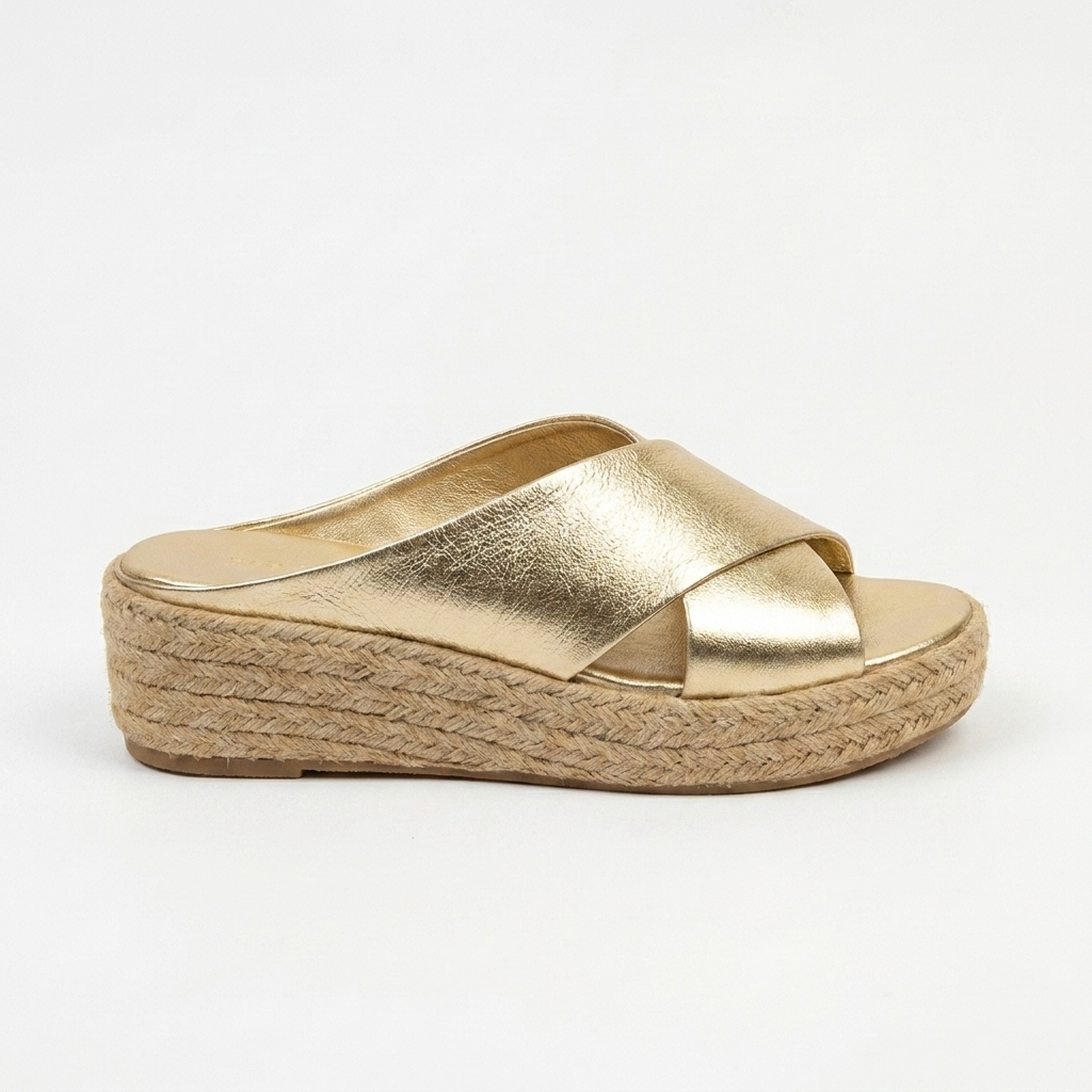 YUTE SANDALIA EN CUERO COLOR DORADO