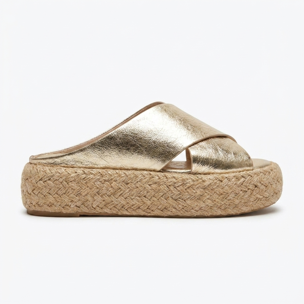 YUTE SANDALIA EN CUERO COLOR DORADO