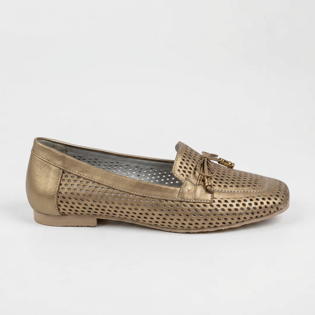 MOCASÍN EN CUERO COLOR BRONCE