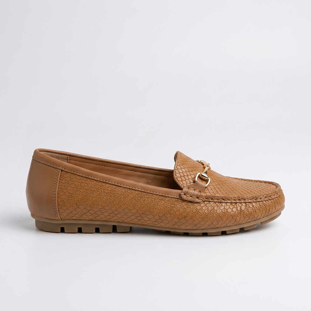 MOCASÍN EN CUERO COLOR MIEL ELEGANTE