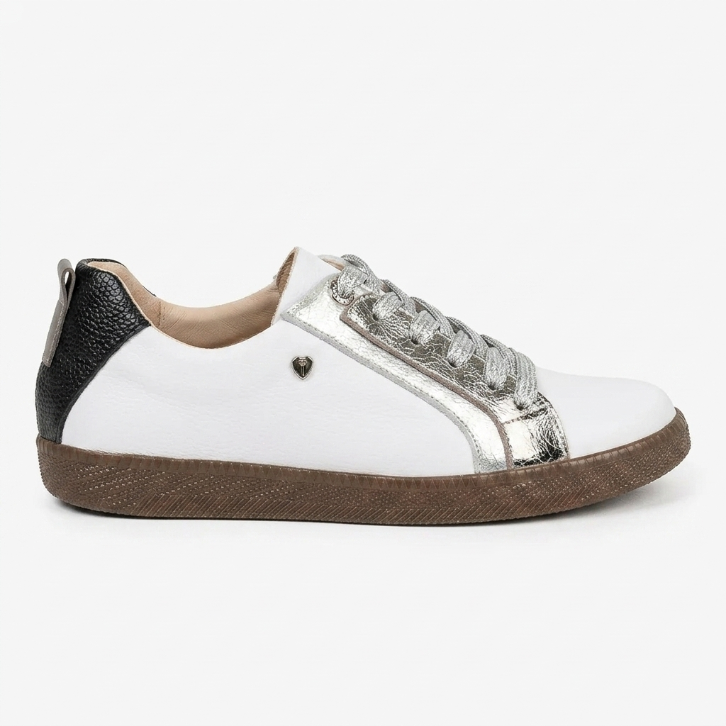 TENIS EN CUERO COLOR BLANCO X FUSIL X PLATA