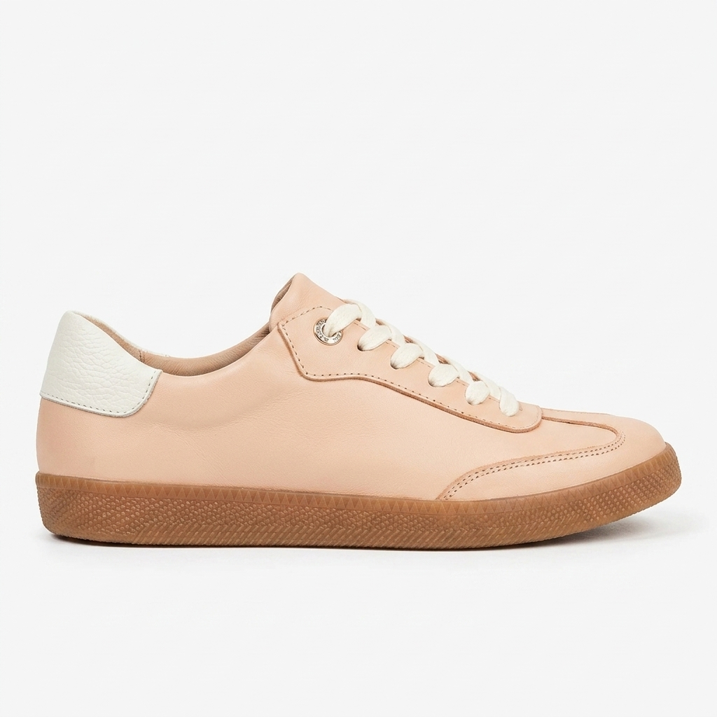 TENIS EN CUERO COLOR NUDE X BLANCO