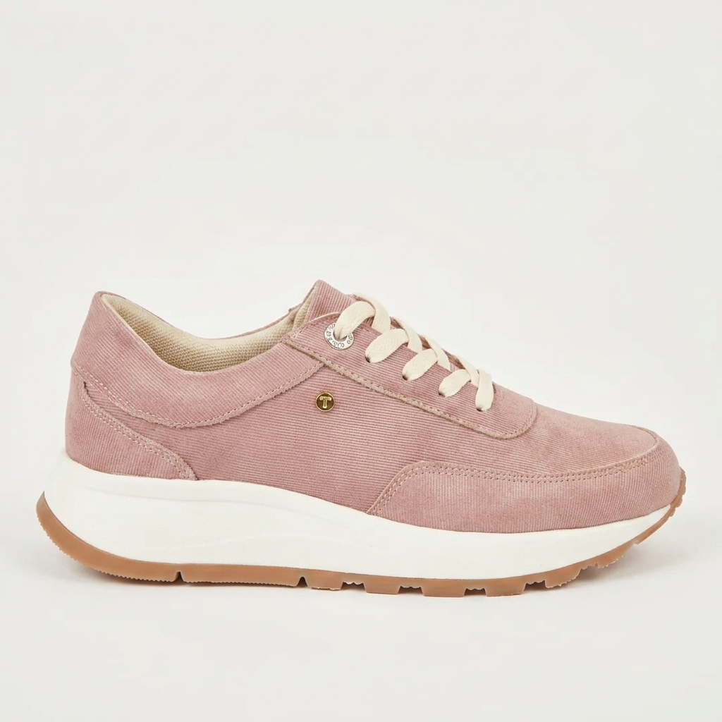 TENIS EN CUERO COLOR PALO DE ROSA
