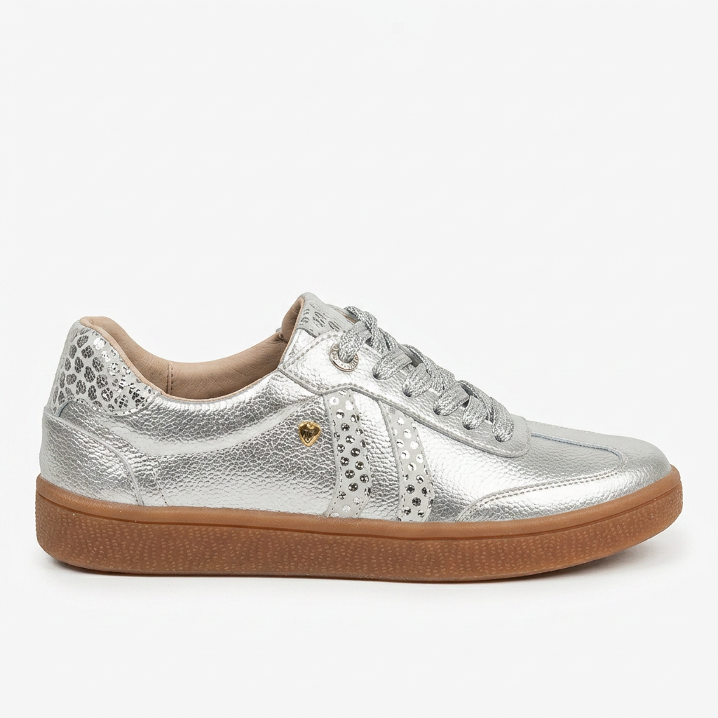 TENIS EN CUERO COLOR PLATA ÚNICO