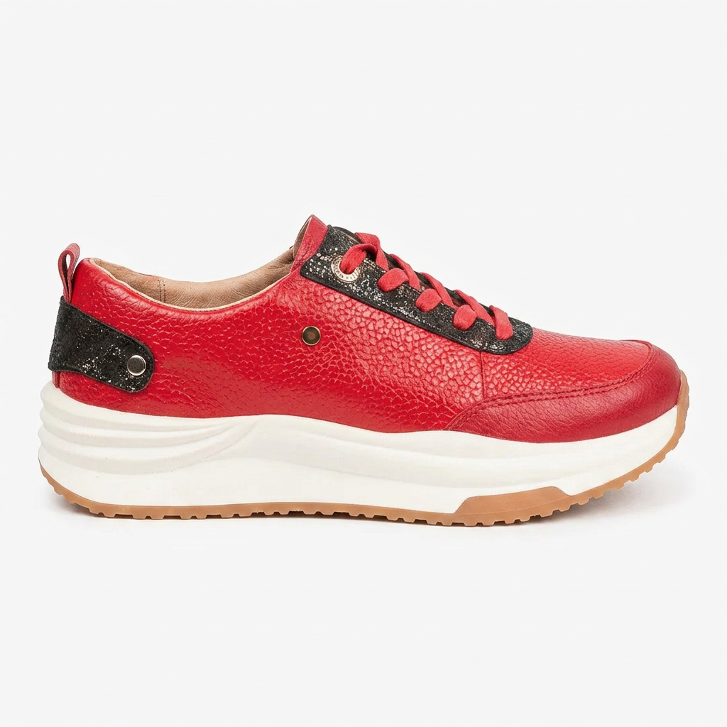 TENIS EN CUERO COLOR ROJO