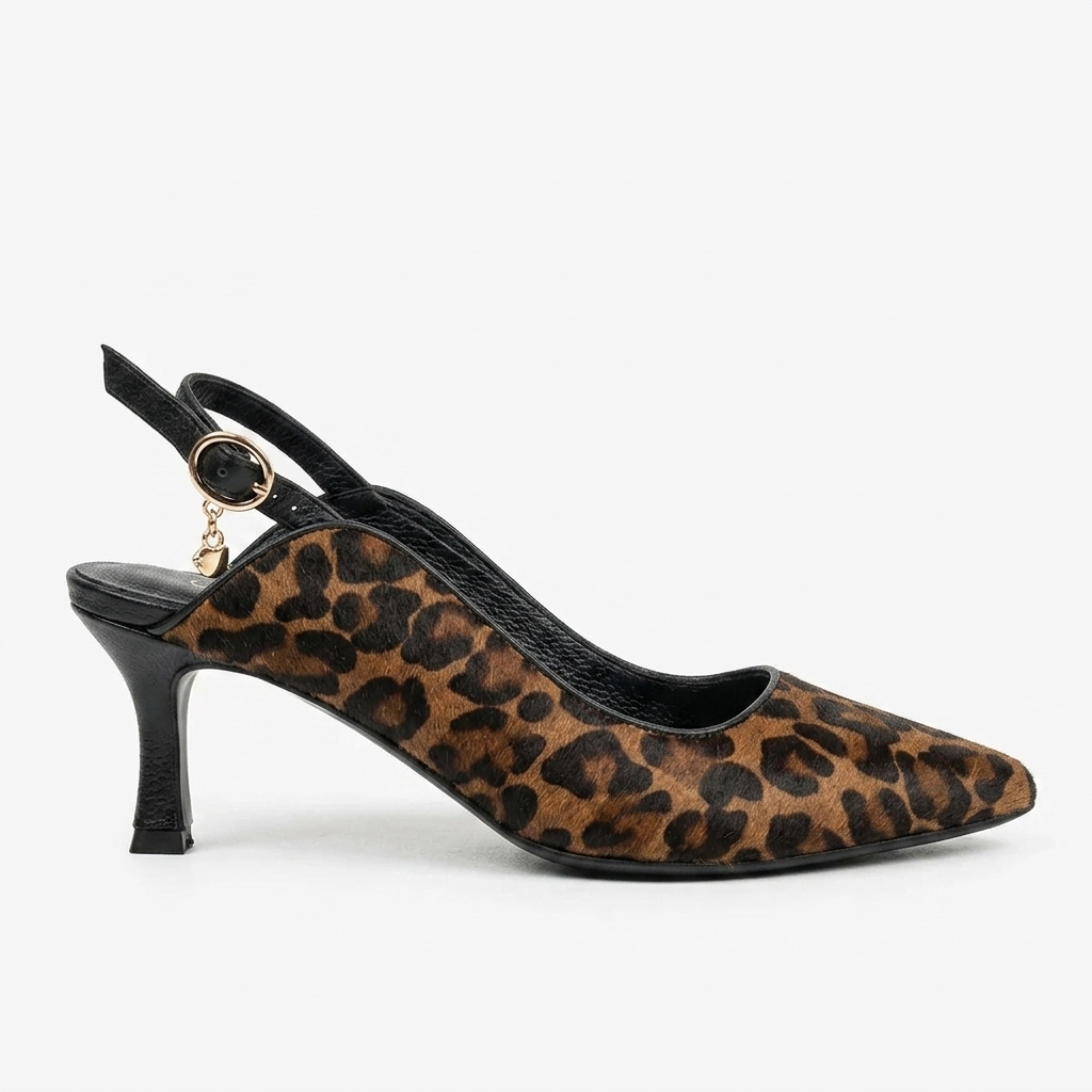 TACÓN EN CUERO COLOR ANIMAL PRINT ELEGANTE