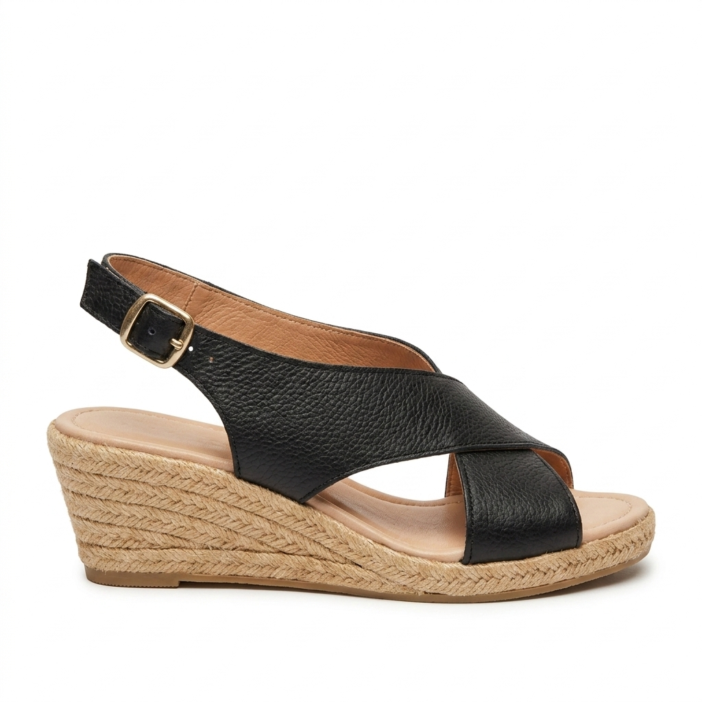 YUTE SANDALIA EN CUERO COLOR NEGRO INNOVADOR