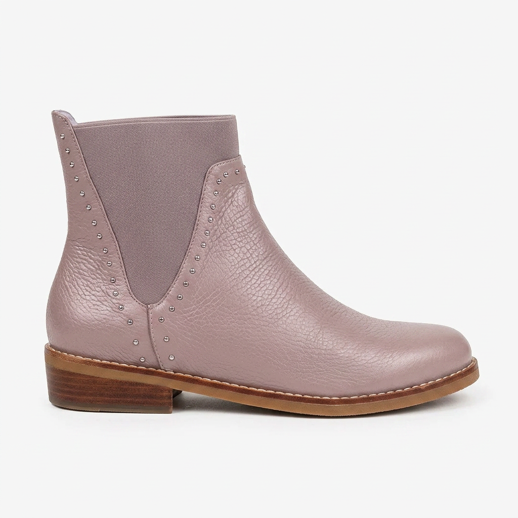 BOTA EN CUERO COLOR BEIGE ÚNICO