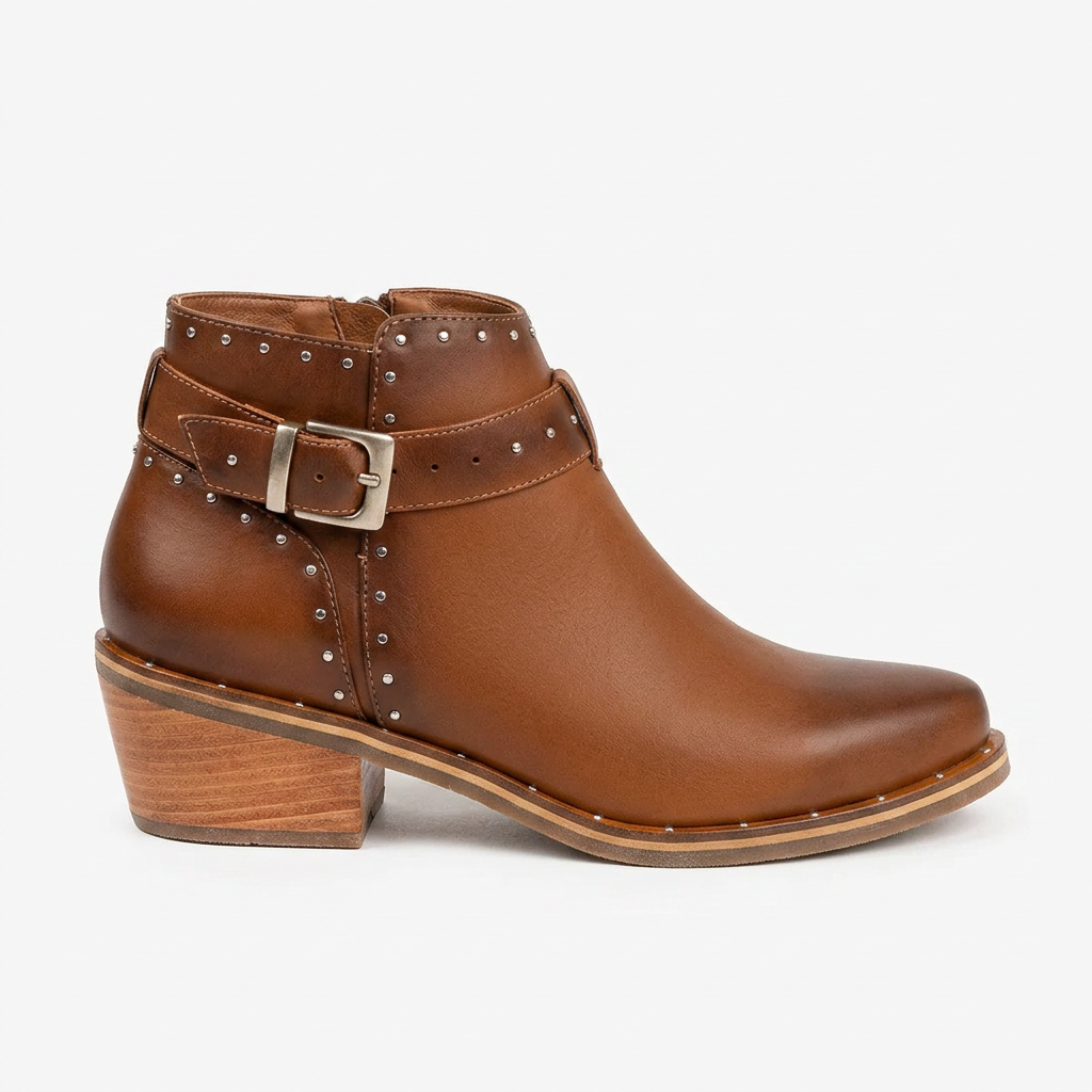 BOTA EN CUERO COLOR MIEL DELICADO