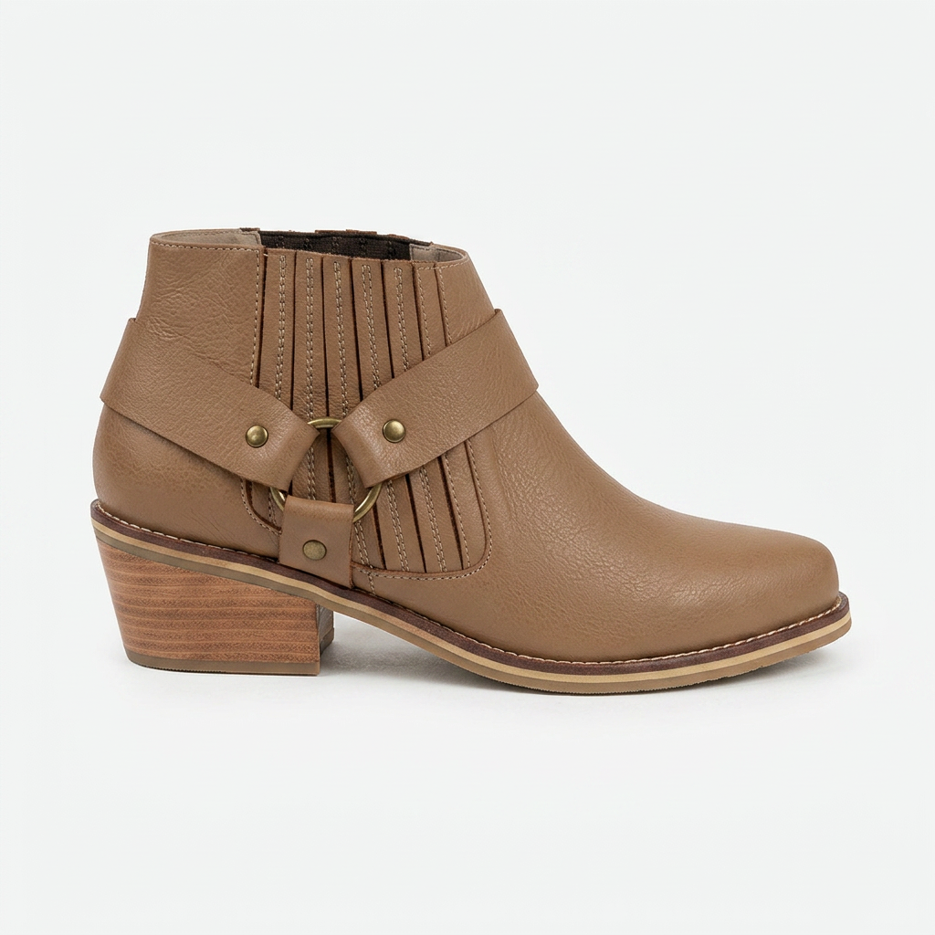 BOTA EN CUERO COLOR MIEL IMPACTANTE