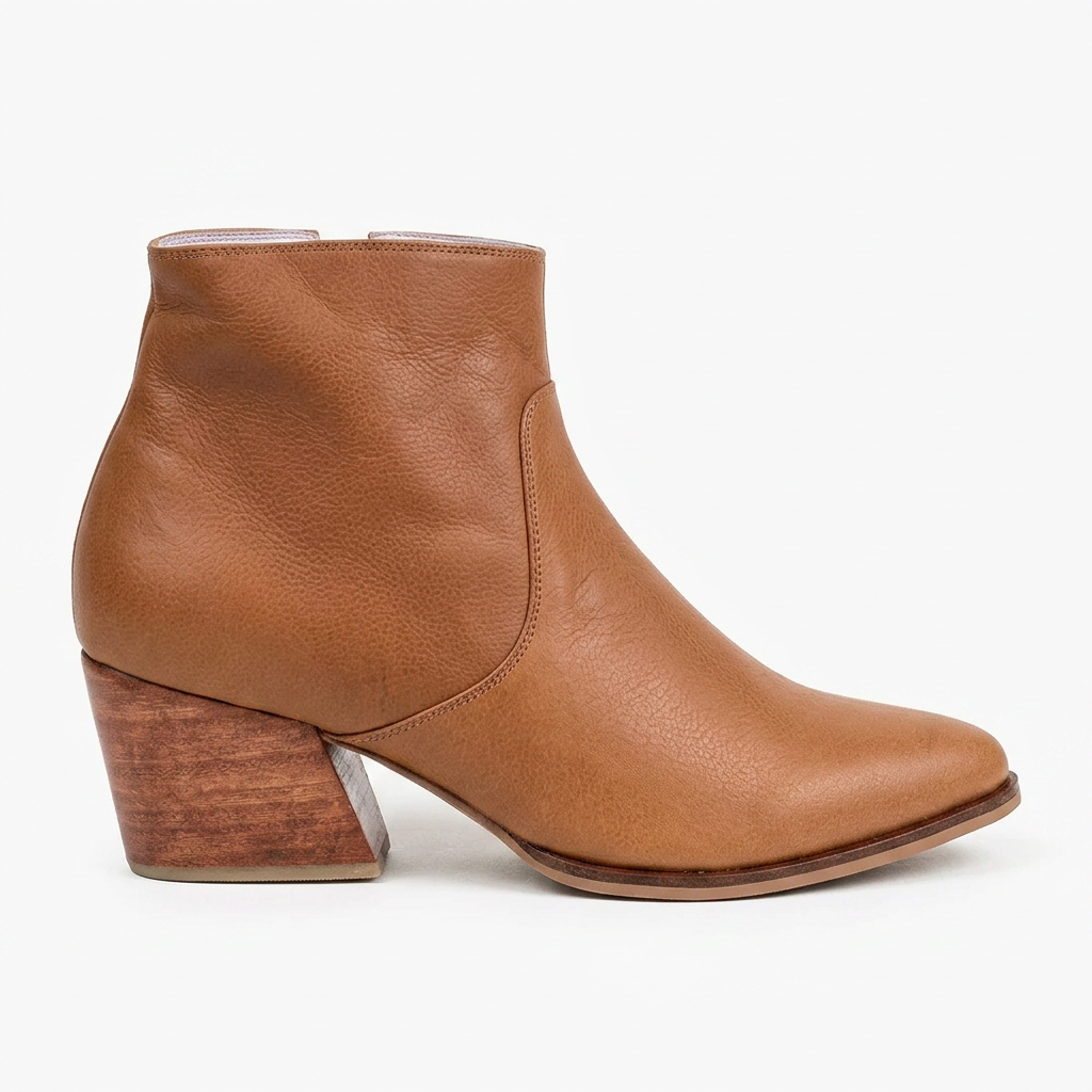 BOTA EN CUERO COLOR MIEL ESTILIZADO