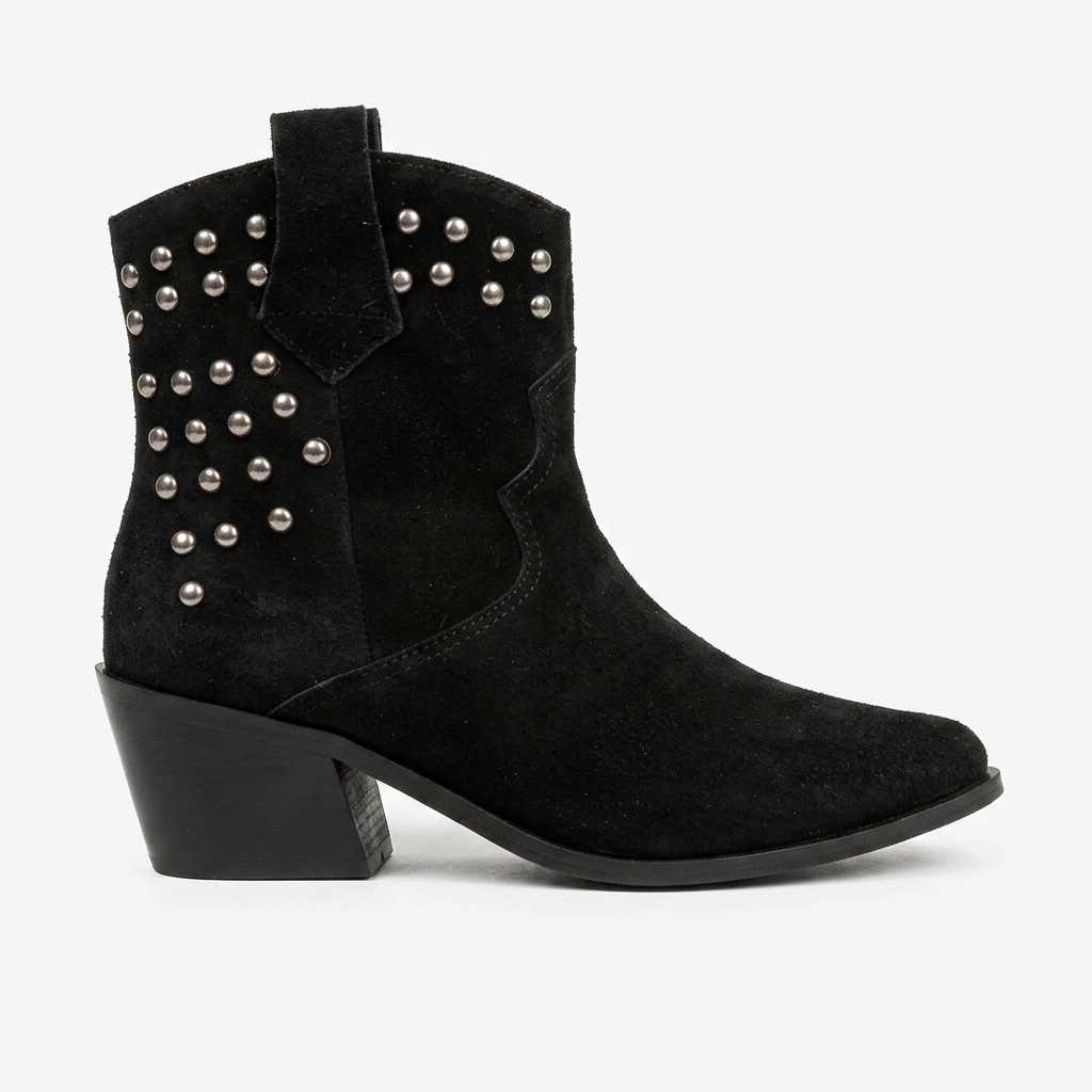 BOTA EN CUERO COLOR NEGRO ESPLENDOROSO