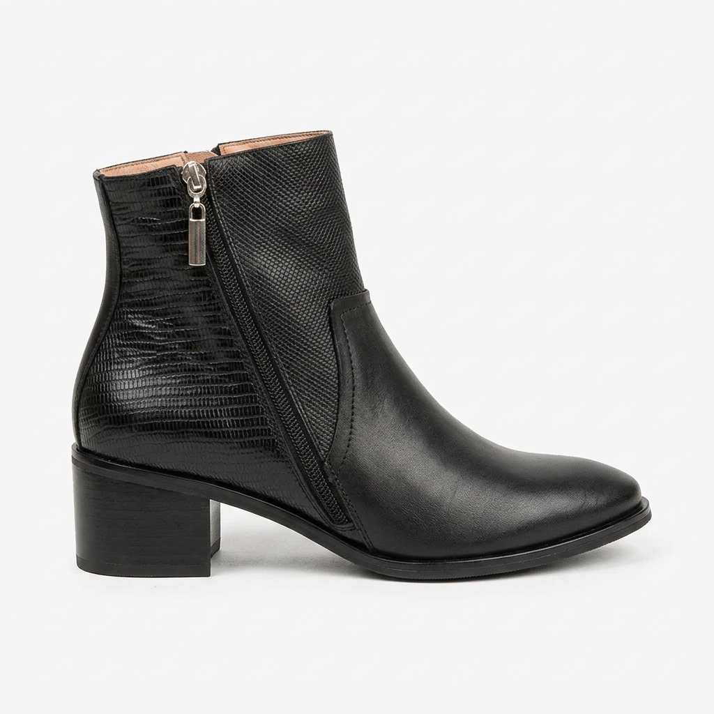 BOTA EN CUERO COLOR NEGRO IMPACTANTE