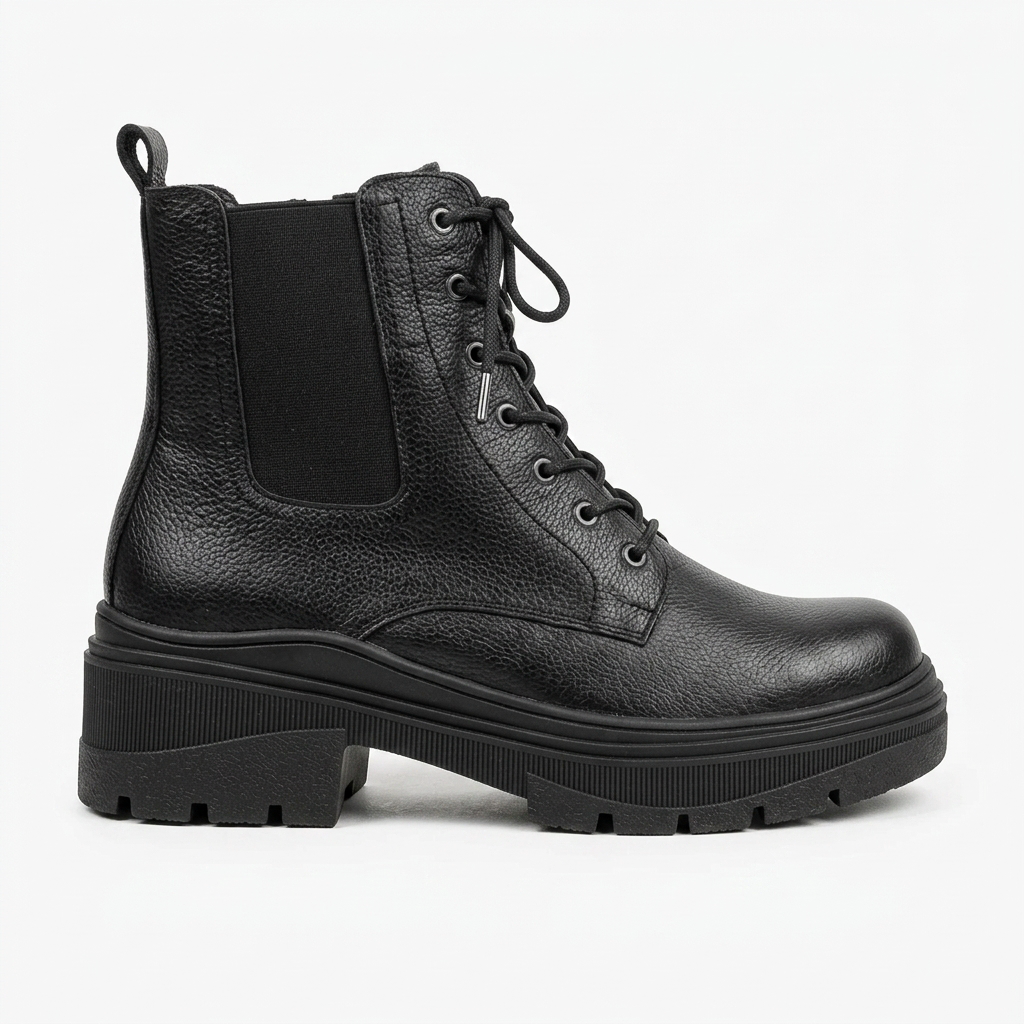 BOTA EN CUERO COLOR NEGRO ESPECTACULAR