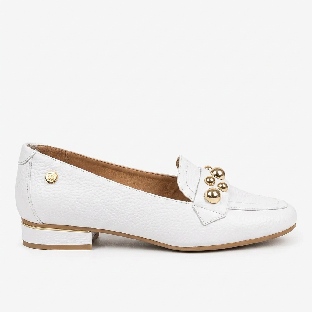 BALETA EN CUERO COLOR BLANCO ELEGANTE