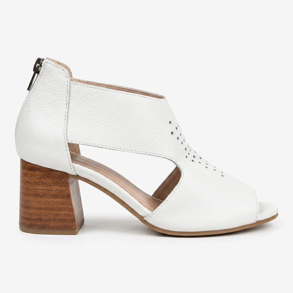SANDALIA EN CUERO COLOR BLANCO HUESO INNOVADOR