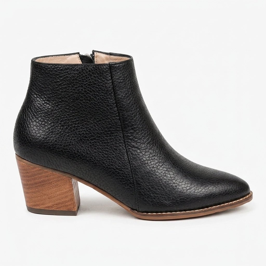 BOTA EN CUERO COLOR NEGRO MODERNO