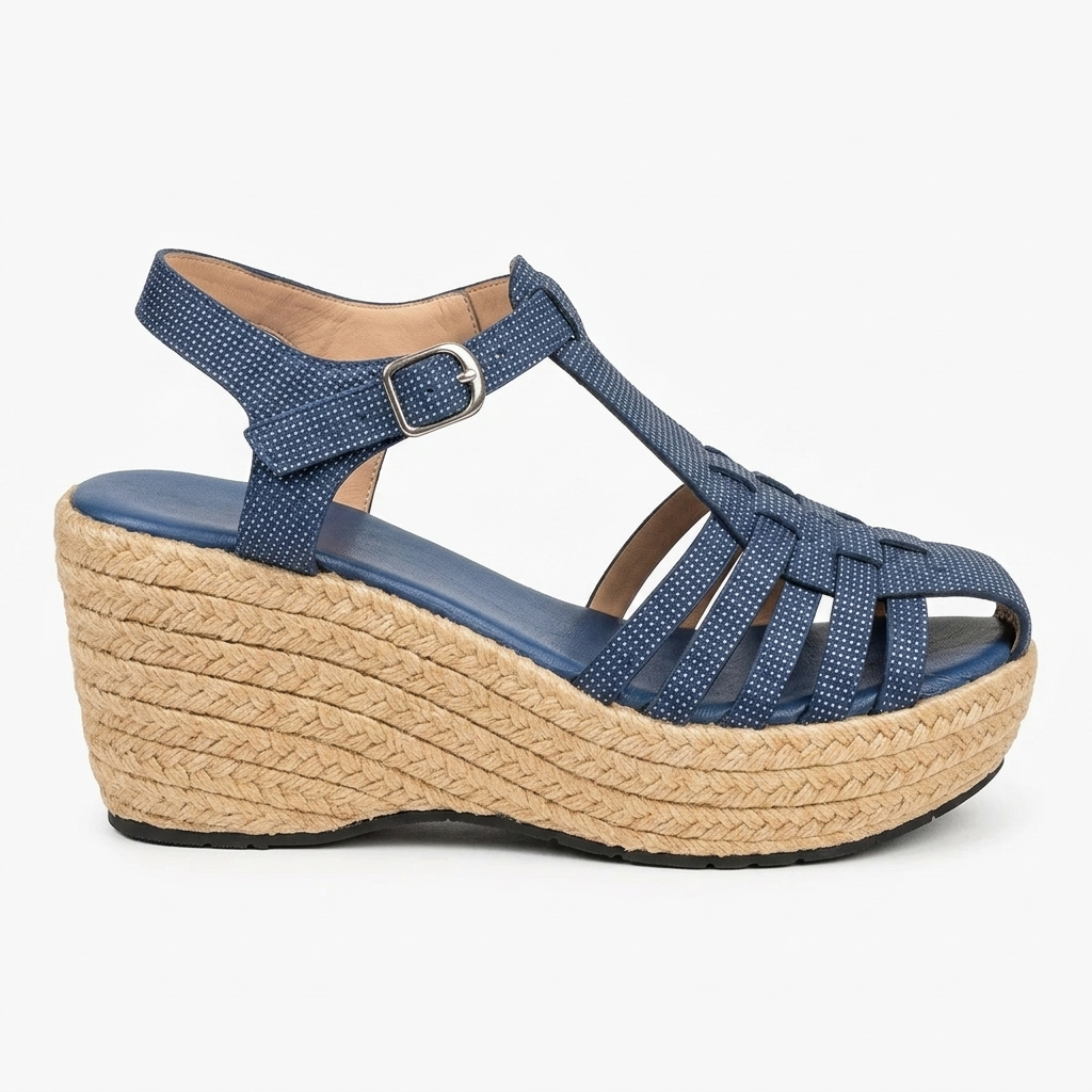 YUTE TACÓN EN CUERO COLOR AZUL